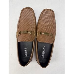 GUESS Loafers Womens 8.5 Brown Woven Driving Slip On Bit Detail Moccasin Casual